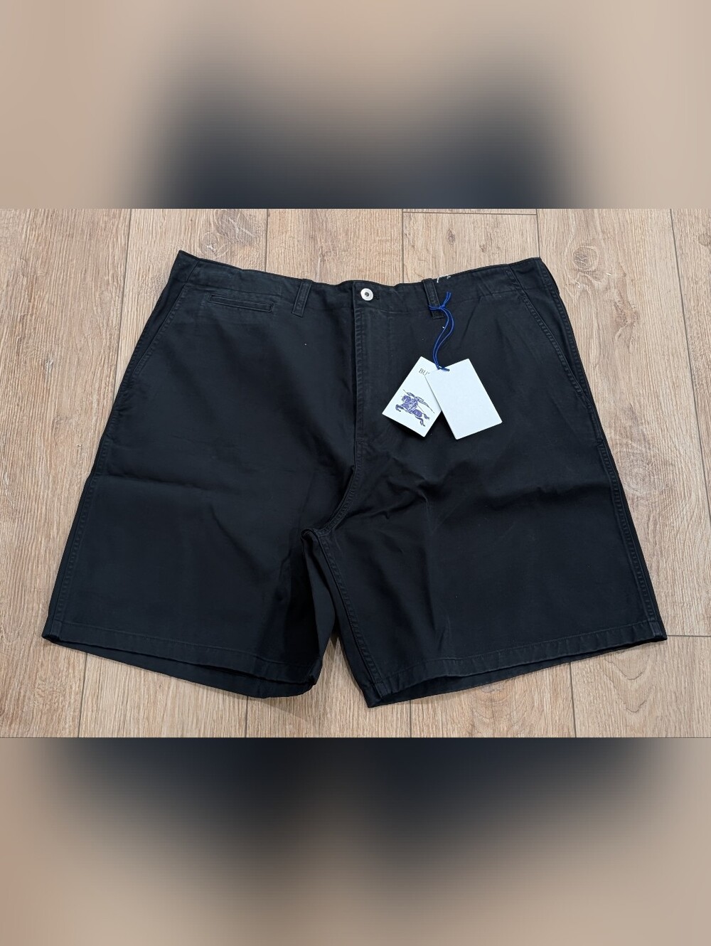 $1000 Mens BURBERRY Twill Weave Bermuda Cotton Shorts Black XL